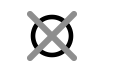 white circle with a black outline and a light gray X covering the circle