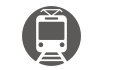 white train icon on a dark gray circle